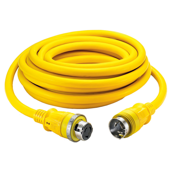 Hubbell Wiring Device-Kellems Locking Devices, Twist-Lock®, Marine Grade, Ship to Shore Cableset, 50A 125/250V, 3-Pole 4-Wire Grounding, Non-NEMA, Yellow, LED Indicators HBL61CM42LED